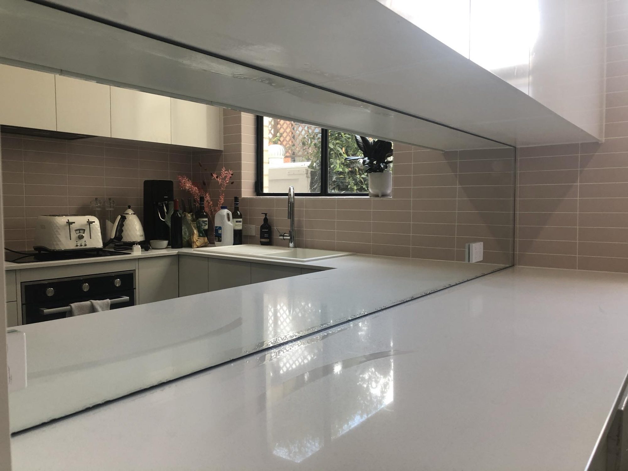 Mirrored glass kitchen splashback, Adelaide